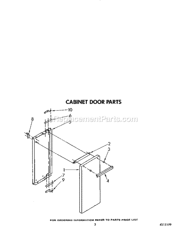Whirlpool SF5140ERW4 Freestanding Gas Range Cabinet Door Diagram