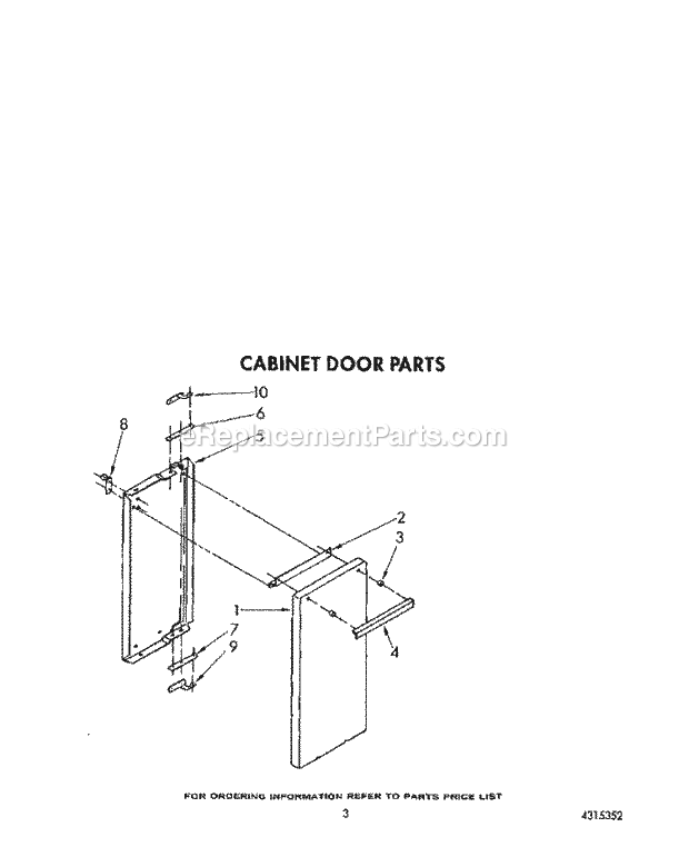 Whirlpool SF5140ERW6 Freestanding Gas Range Cabinet Door Diagram