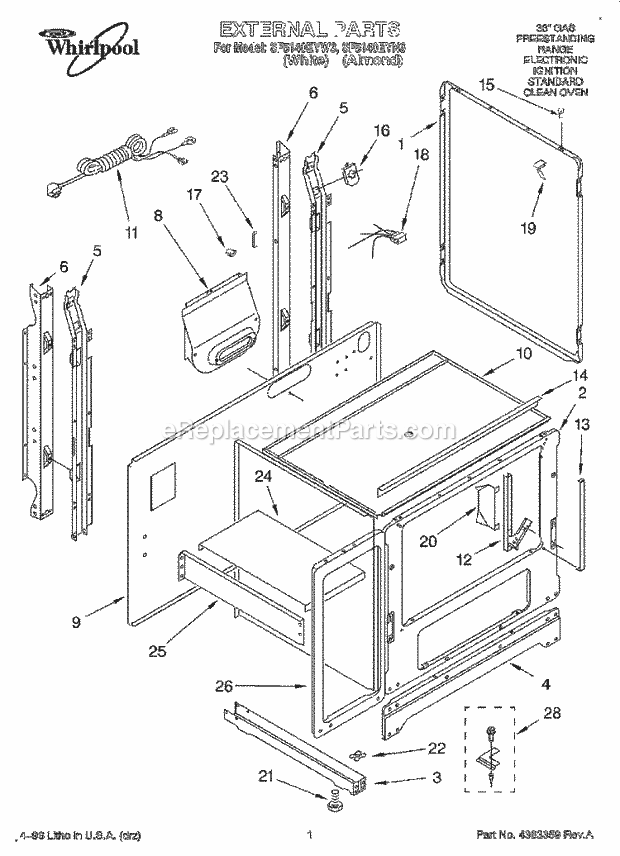 Whirlpool SF5140EYW3 36