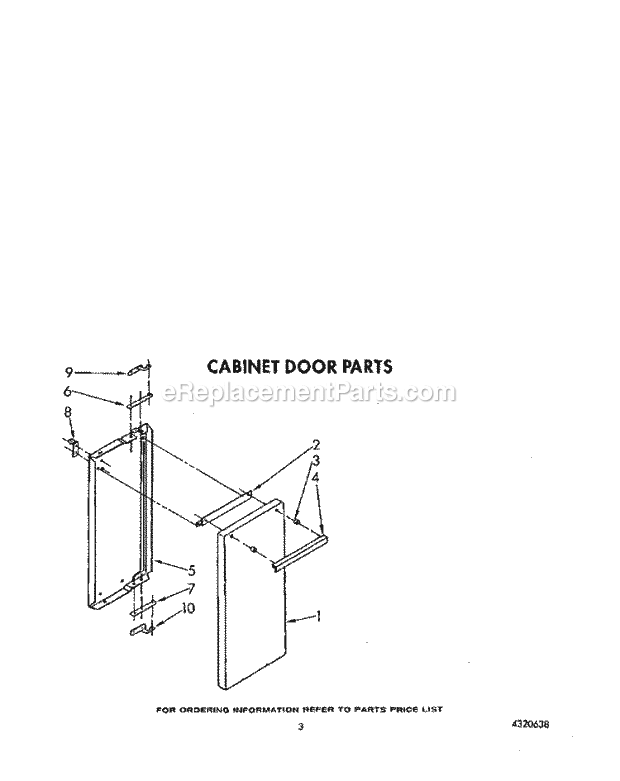 Whirlpool SF5340ERW8 Gas Range Cabinet Door Diagram