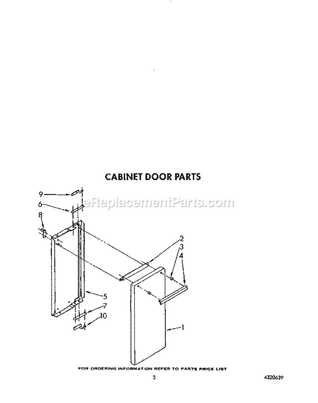 Whirlpool SF5340ERW9 Gas Range Cabinet Door Diagram