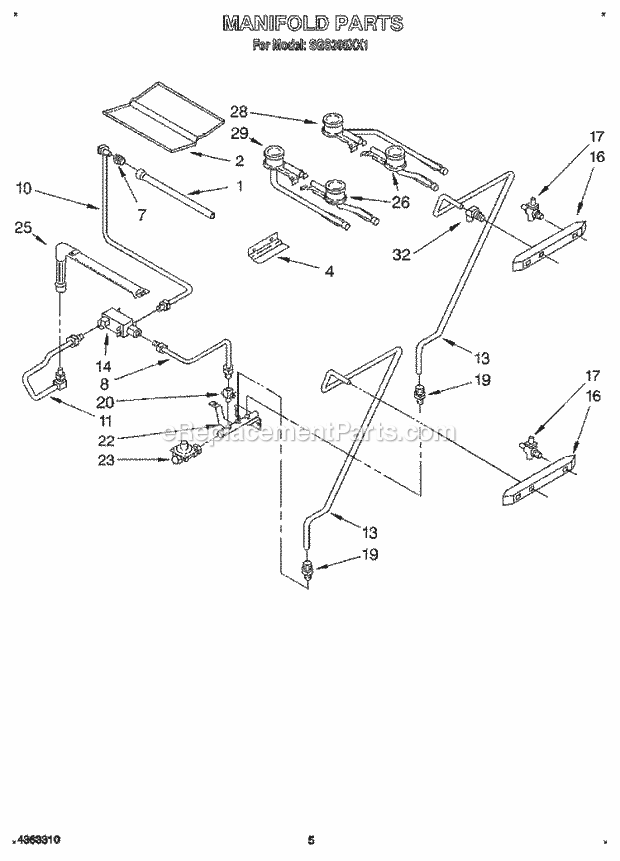 Whirlpool SGS395XX1 Range Manifold Diagram