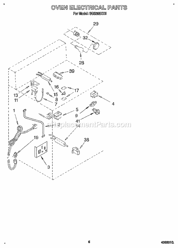 Whirlpool SGS395XX1 Range Oven Electrical, Literature Diagram