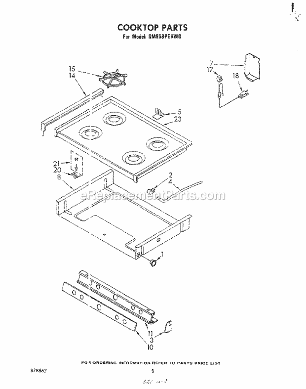 Whirlpool SM958PEKW0 Gas Range Cooktop Diagram