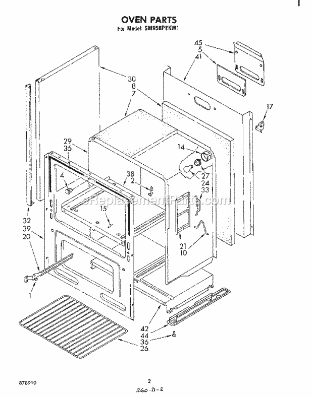 Whirlpool SM958PEKW1 Gas Range Oven , Literature Diagram