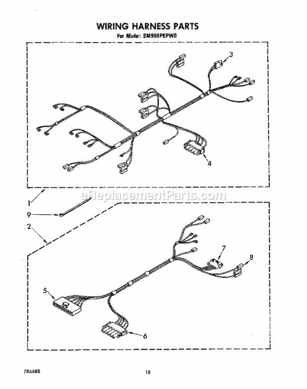 Whirlpool SM958PEPW0 Gas Range Wiring Harness, Lit/Optional Diagram