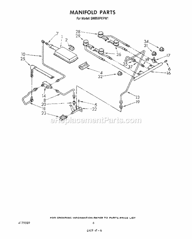 Whirlpool SM958PEPW1 Gas Range Manifold Diagram