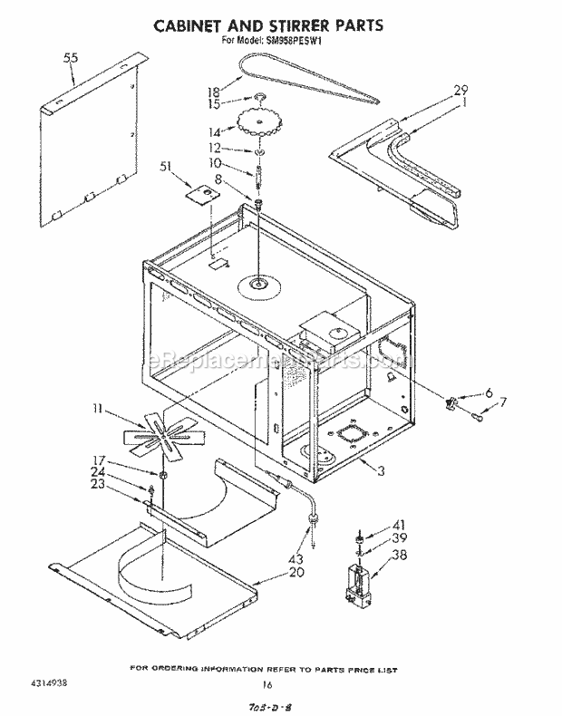 Whirlpool SM958PESW1 Gas Range Cabinet and Stirrer Diagram
