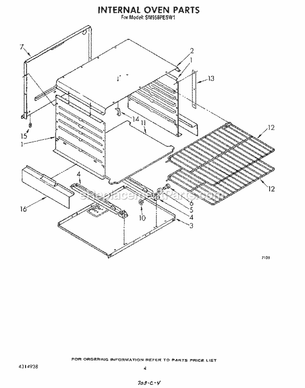 Whirlpool SM958PESW1 Gas Range Internal Oven Diagram