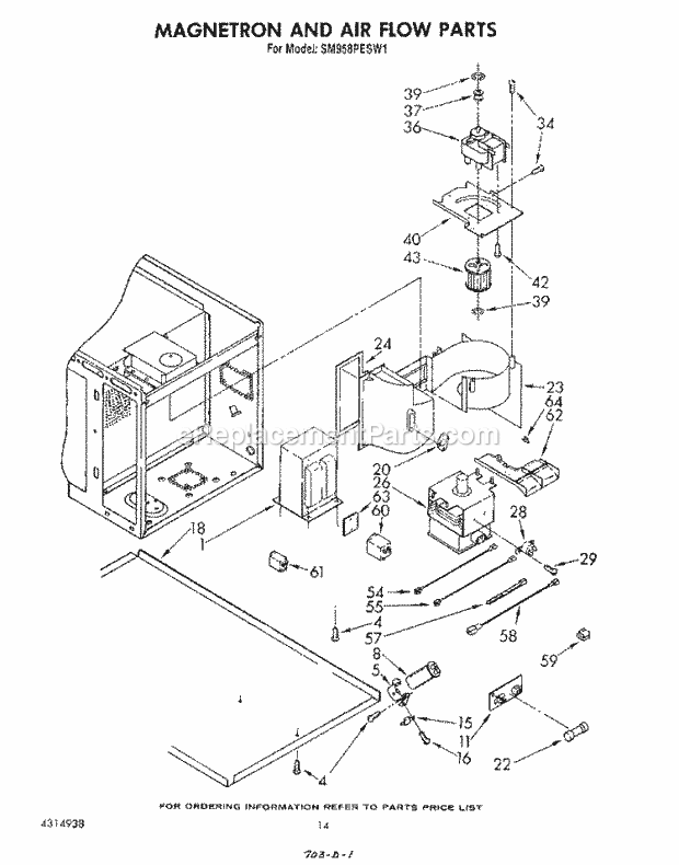 Whirlpool SM958PESW1 Gas Range Magnetron and Airflow Diagram