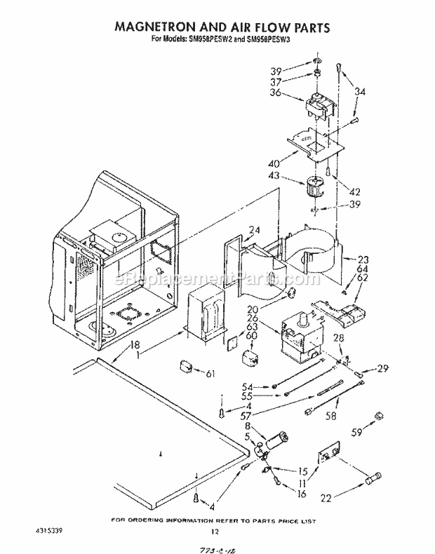 Whirlpool SM958PESW3 Gas Range Magnetron and Airflow Diagram