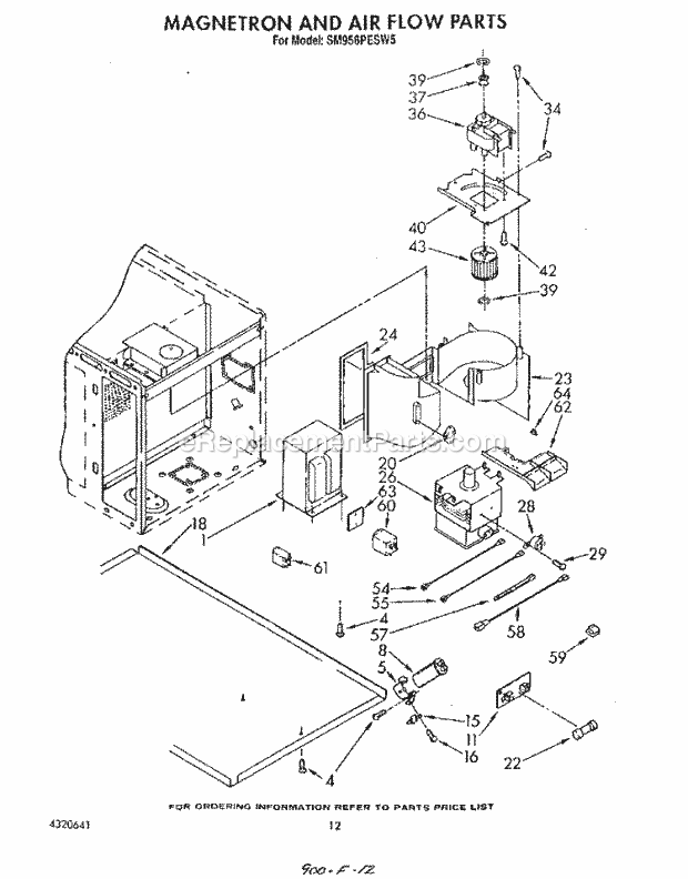 Whirlpool SM958PESW5 Gas Range Magnetron and Airflow Diagram