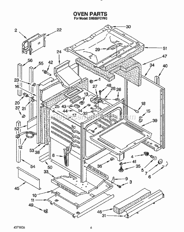 Whirlpool SM980PEYN0 Range Oven Diagram