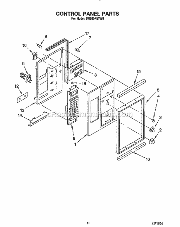 Whirlpool SM980PEYW0 Gas Range Control Panel Diagram