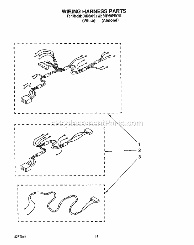 Whirlpool SM980PEYW2 Gas Range Wiring Harness Diagram