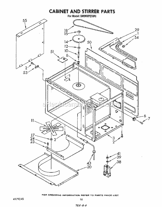 Whirlpool SM988PESW0 Gas Range Cabinet and Stirrer Diagram
