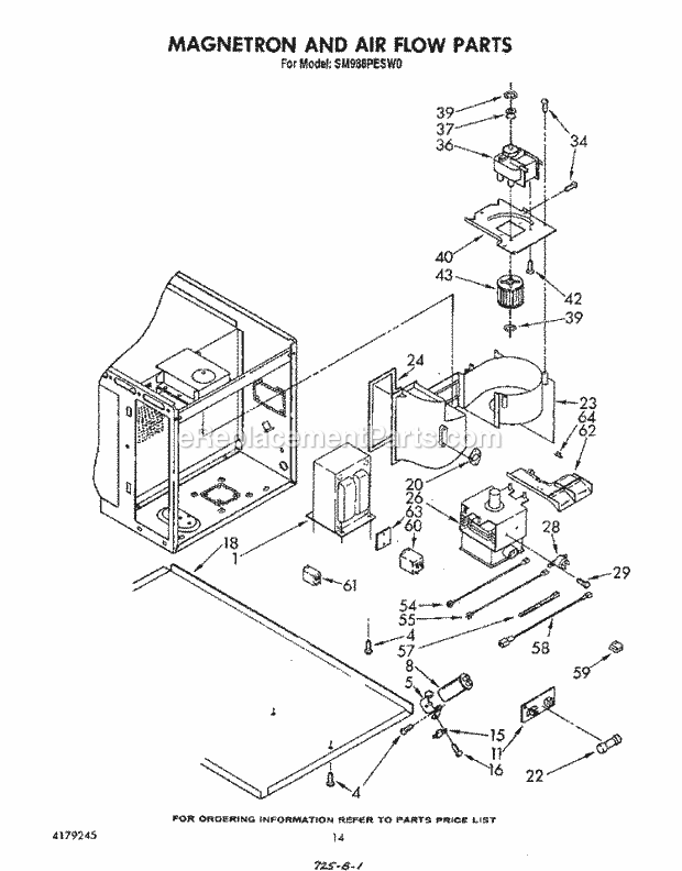 Whirlpool SM988PESW0 Gas Range Magnetron and Air Flow Diagram