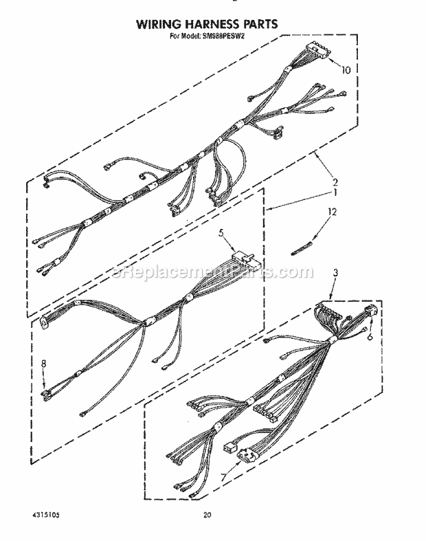 Whirlpool SM988PESW2 Gas Range Wiring Harness, Lit / Optional Diagram