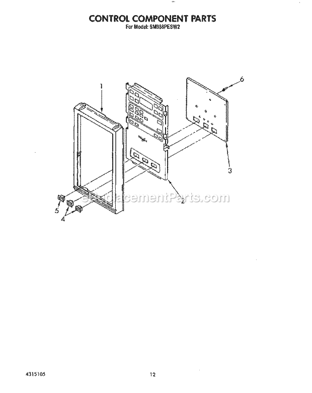 Whirlpool SM988PESW2 Gas Range Control Component Diagram