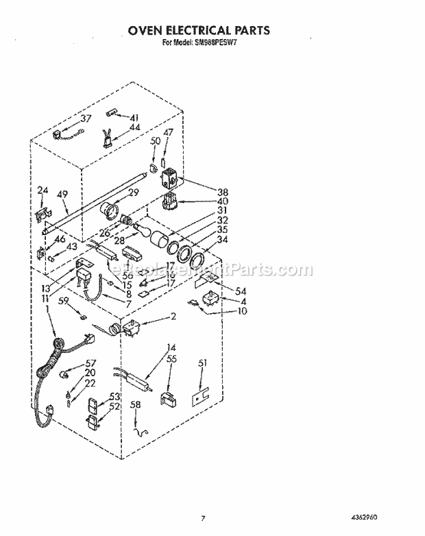 Whirlpool SM988PESW7 Gas Range Oven Electrical Diagram