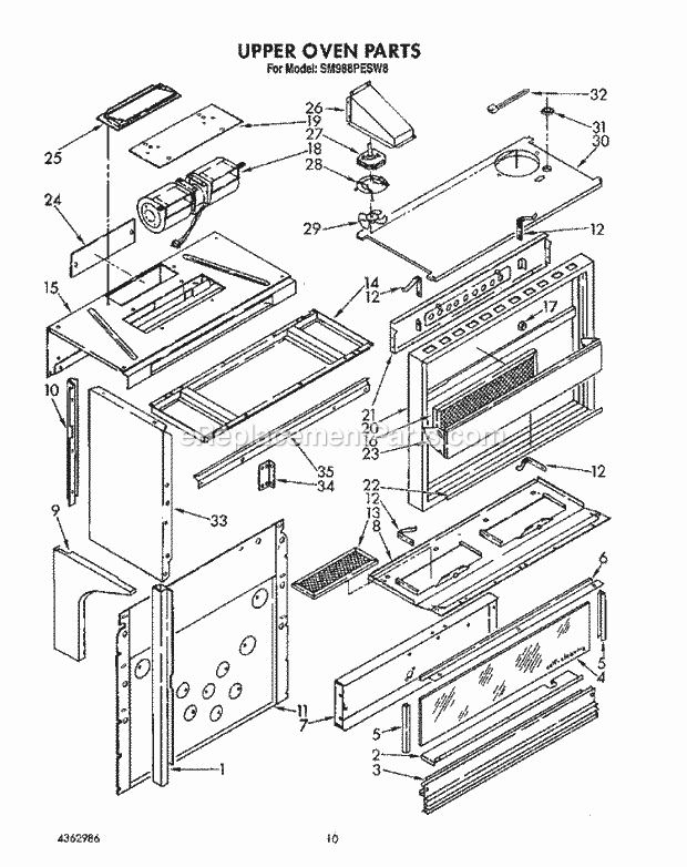 Whirlpool SM988PESW8 Gas Range Upper Oven, Optional Diagram