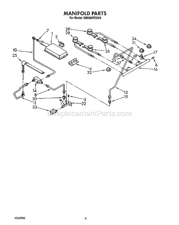 Whirlpool SM988PESW8 Gas Range Manifold, Wiring Harness Diagram