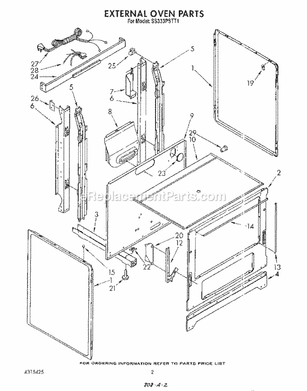 Whirlpool SS333PSTT1 Gas Range External Oven , Literature and Optional Diagram