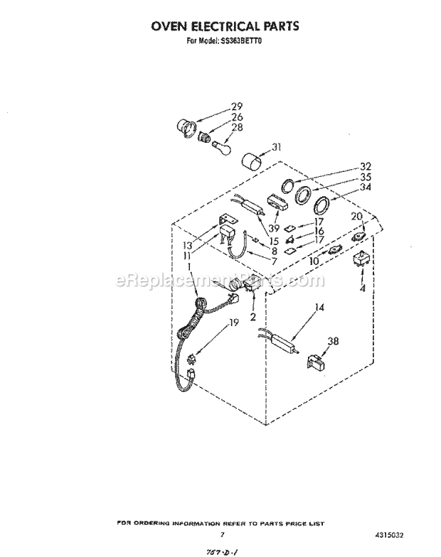 Whirlpool SS363BETT0 Gas Range Oven Electrical Diagram