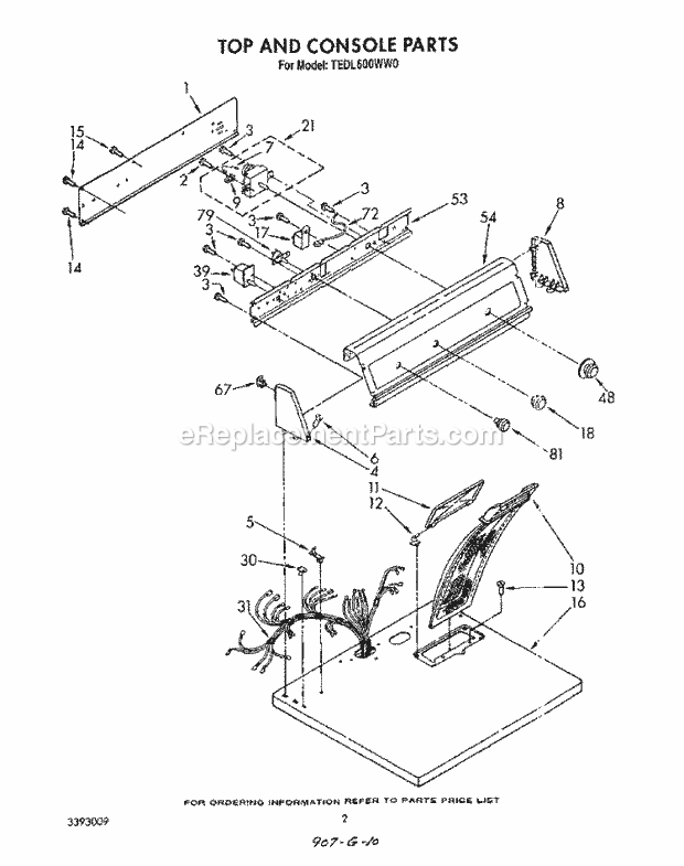 Whirlpool TEDL600WN0 Range Page C Diagram