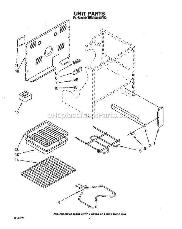 Whirlpool TER46W0WN2 Range Unit, Lit/Optional Diagram