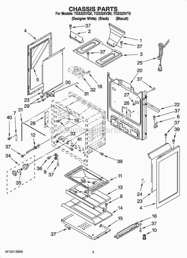 Whirlpool TGS325VQ0 Range Chassis Parts Diagram