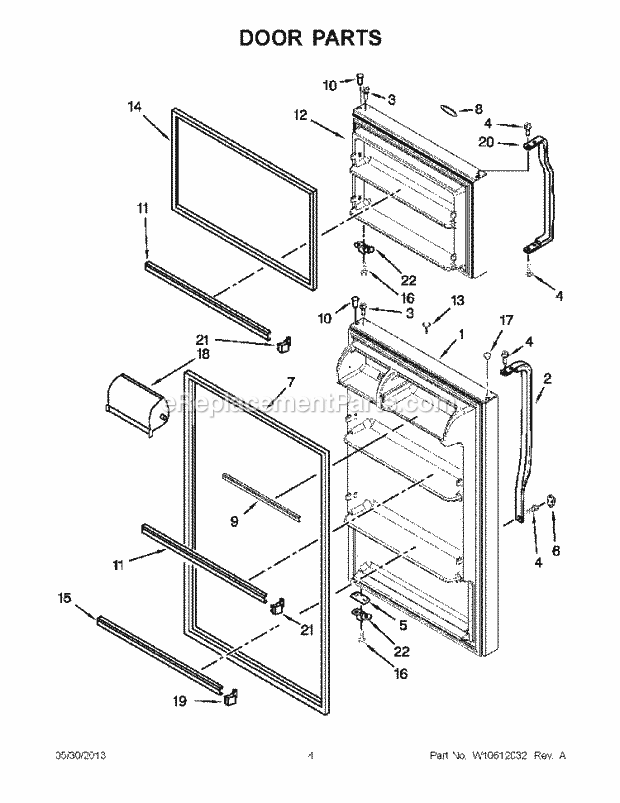 Whirlpool W8TXNWMBQ00 Refrigerator Door Parts Diagram