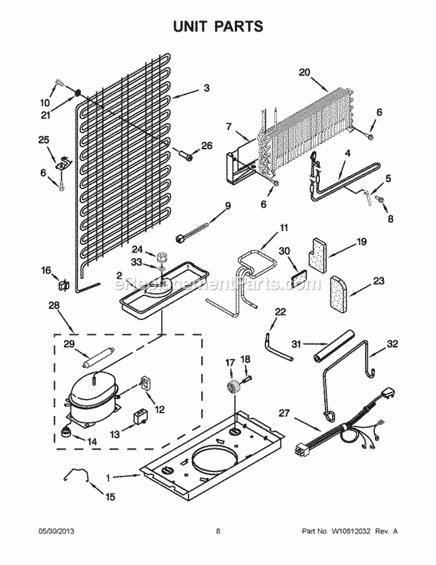 Whirlpool W8TXNWMBQ00 Refrigerator Unit Parts Diagram