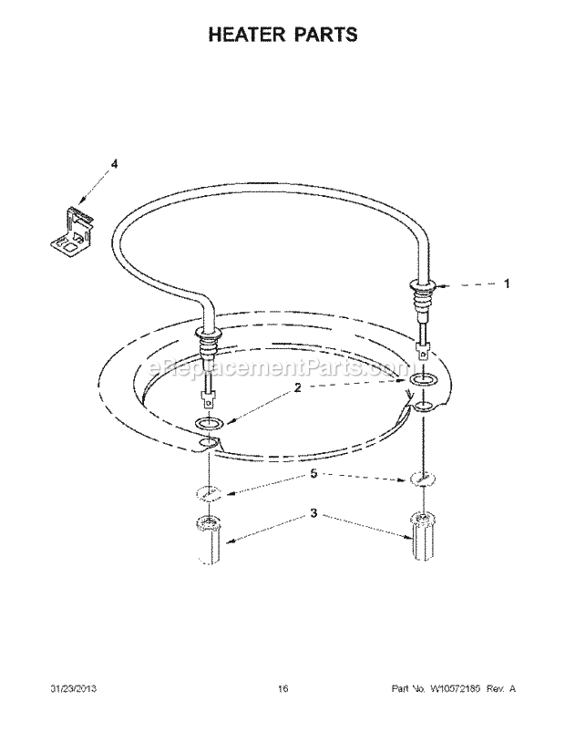 Whirlpool WDF530PLYB4 Undercounter Dishwasher Heater Parts Diagram