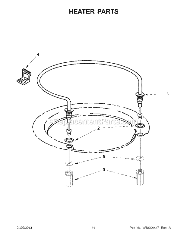 Whirlpool WDF530PLYM5 Undercounter Dishwasher Heater Parts Diagram