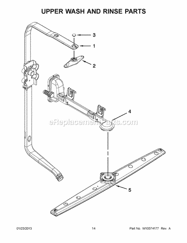 Whirlpool WDF530PSYB4 Undercounter Dishwasher Upper Wash and Rinse Parts Diagram