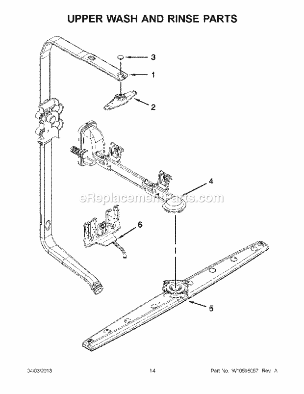 Whirlpool WDF730PAYT5 Undercounter Dishwasher Upper Wash and Rinse Parts Diagram