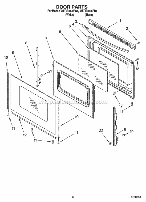 Whirlpool WERE3000PB4 Freestanding Electric Door Parts, Optional Parts Diagram