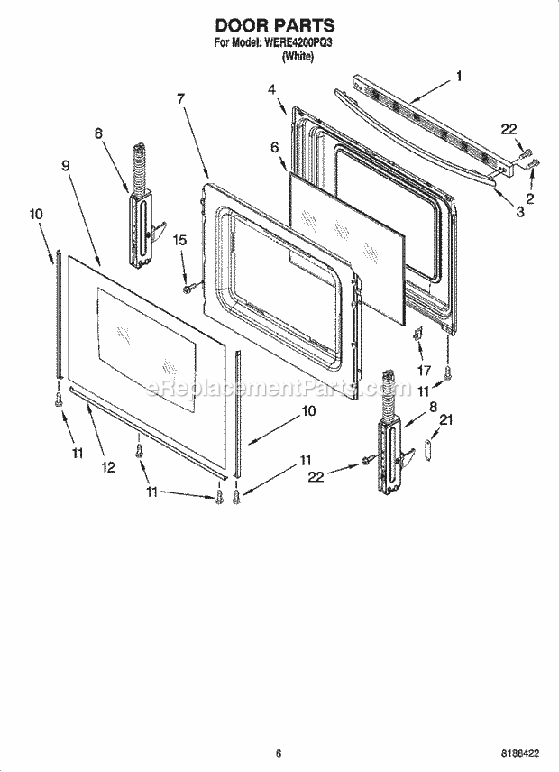 Whirlpool WERE4200PQ3 Freestanding Electric Door Parts, Optional Parts (Not Included) Diagram