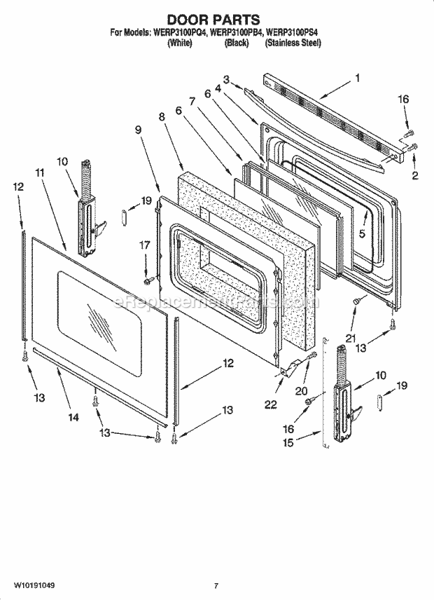 Whirlpool WERP3100PQ4 Freestanding Electric Door Parts, Optional Parts Diagram