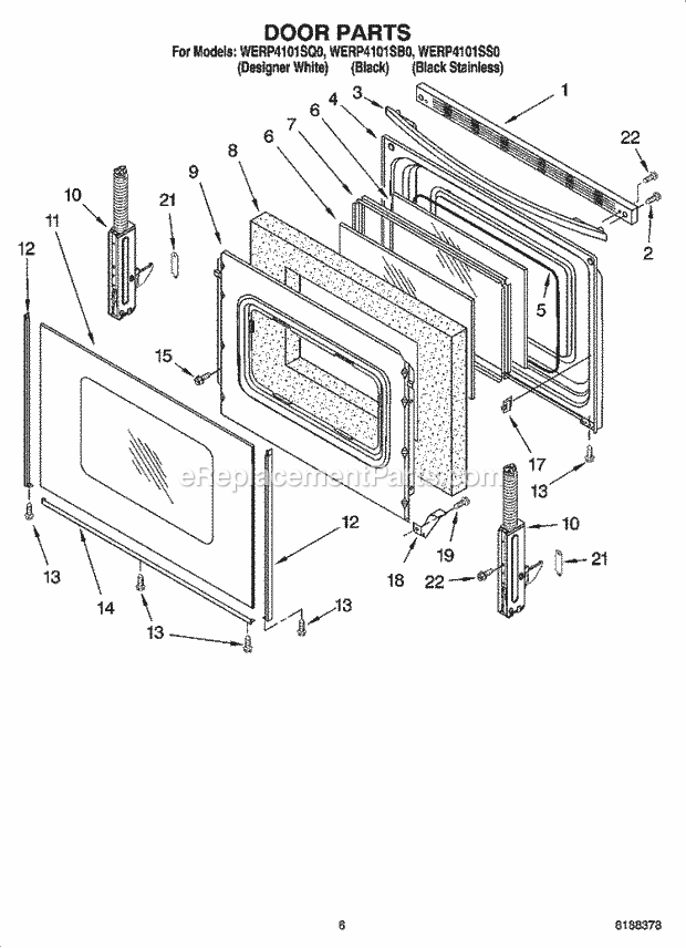 Whirlpool WERP4101SQ0 Freestanding Electric Door Parts, Optional Parts Diagram