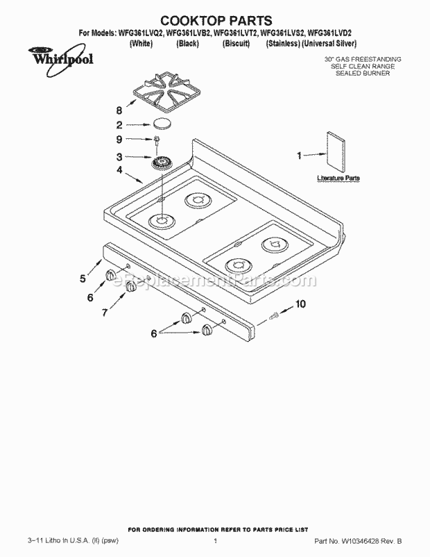 Whirlpool WFG361LVB2 30