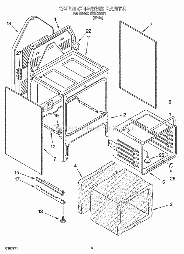 Whirlpool WGE33301 Freestanding Electric Oven Chassis Parts Diagram