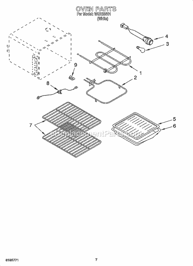 Whirlpool WGE33301 Freestanding Electric Oven Parts, Miscellaneous Parts Diagram