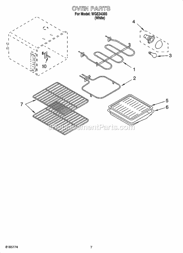 Whirlpool WGE34303 Freestanding Electric Oven Parts, Miscellaneous Parts Diagram