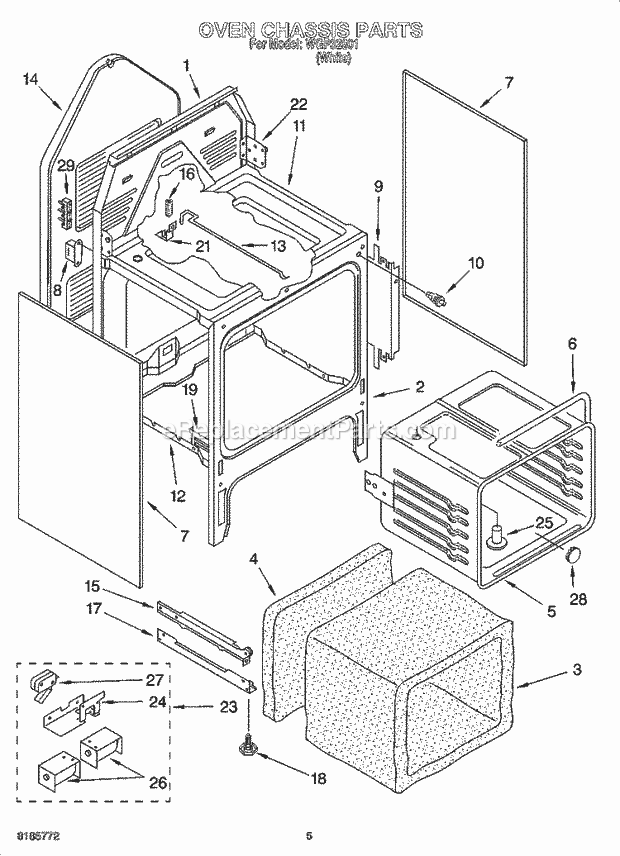 Whirlpool WGP32801 Freestanding Electric Oven Chassis Parts Diagram