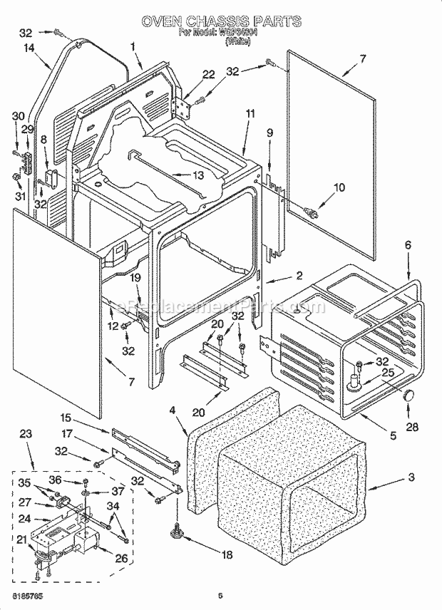 Whirlpool WGP34804 Freestanding Electric Oven Chassis Parts Diagram