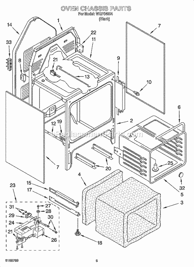 Whirlpool WGP34904 Freestanding Electric Oven Chassis Parts Diagram