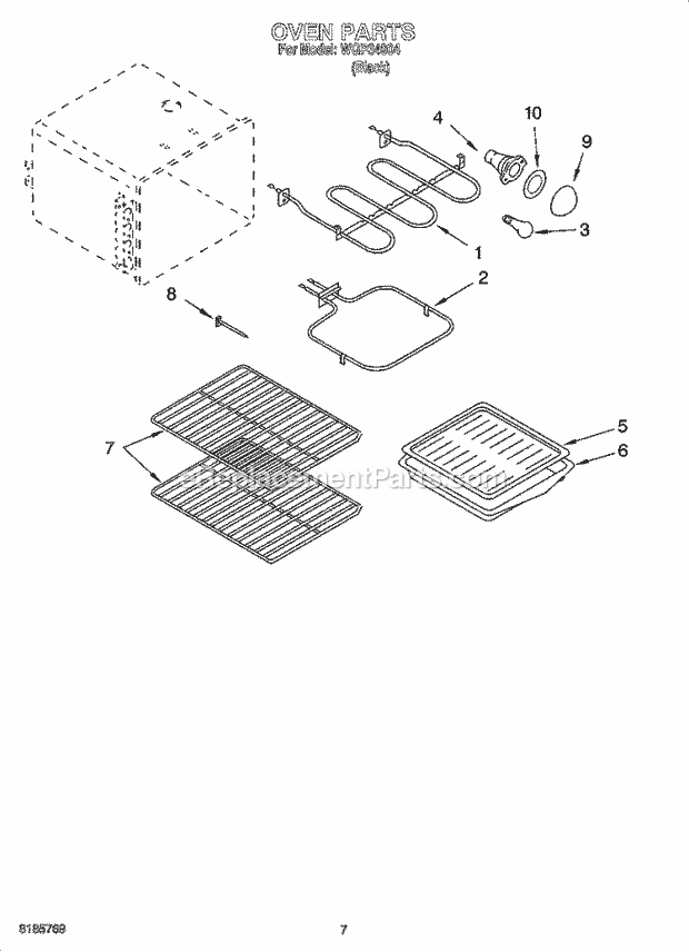 Whirlpool WGP34904 Freestanding Electric Oven Parts, Miscellaneous Parts Diagram