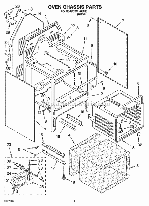 Whirlpool WKP85800 Freestanding Electric Oven Chassis Parts Diagram